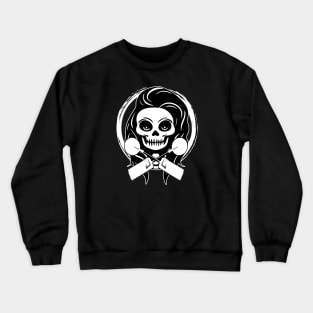 Female Detectorist Skull and Detector White Logo Crewneck Sweatshirt